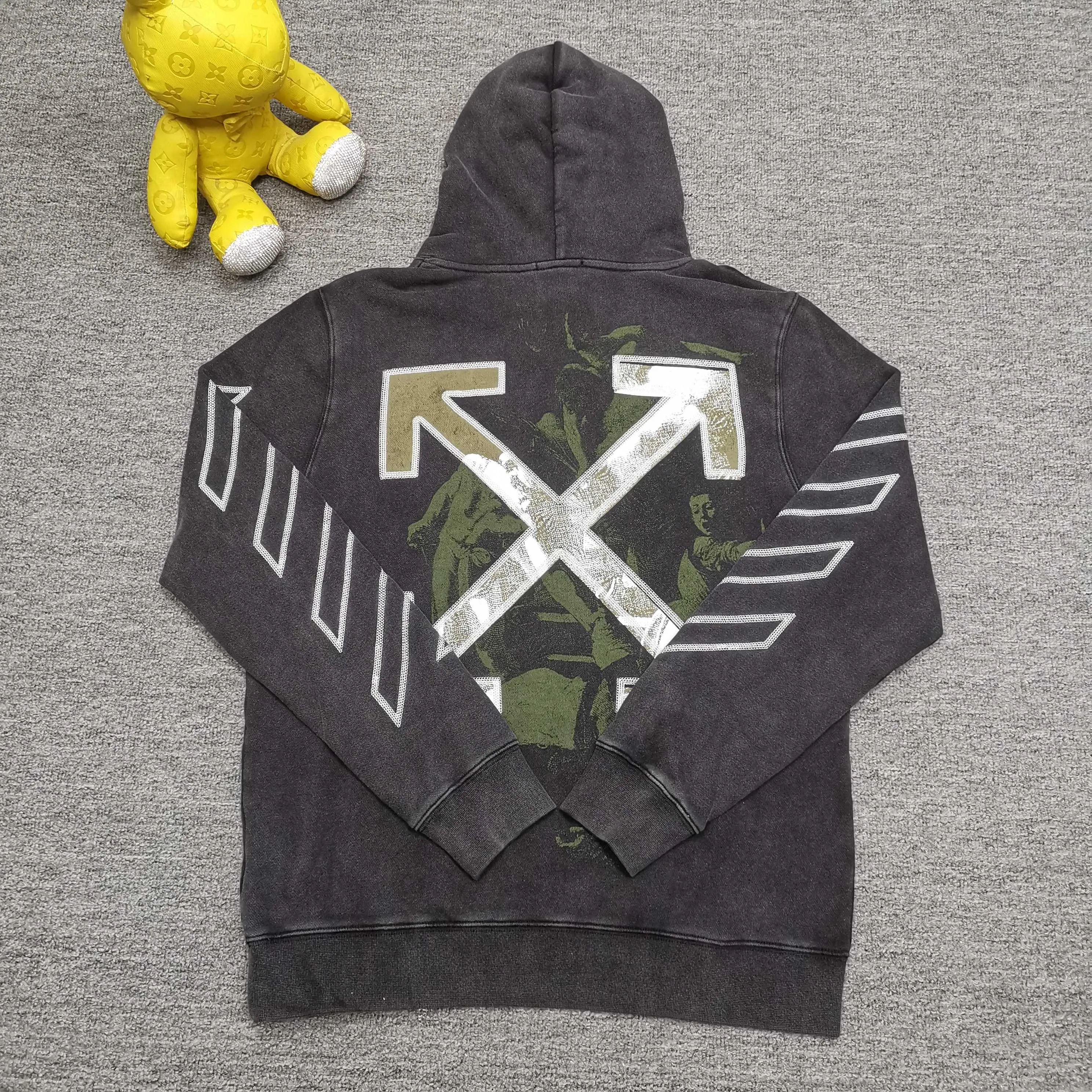 off white 25ss new cordon loose hooded sweatshirt Color: washed black Size: S M L XL P410
